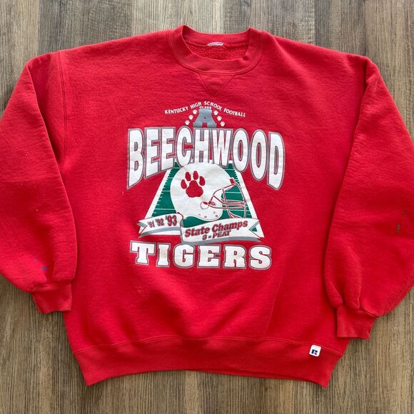 VTG Russell Kentucky High School Beechwood‎ Tigers 3-Peat Champions Sweatshirt - Picture 1 of 9